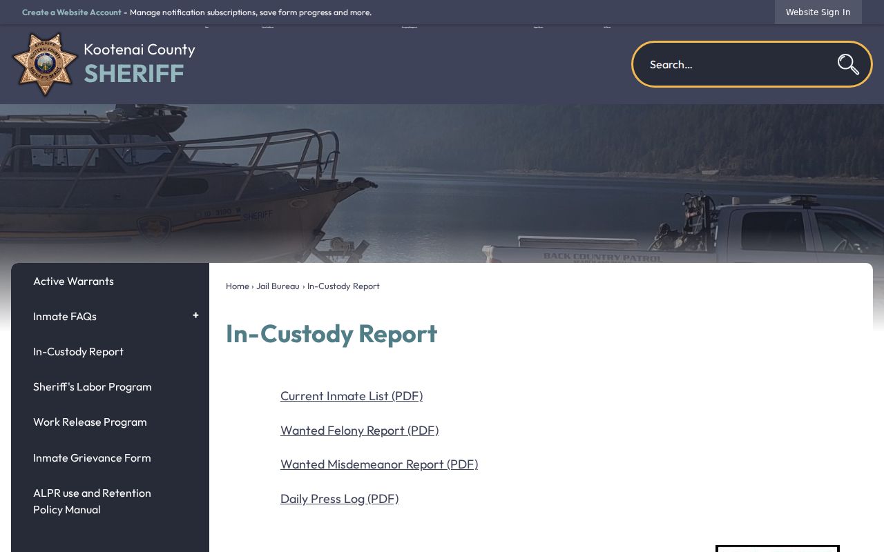 Post Falls residents directory Kootenai in-custody report