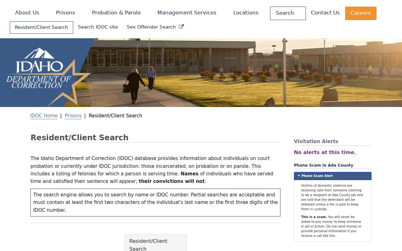 Idaho DOC resident and client search for a qualified Post Falls record check